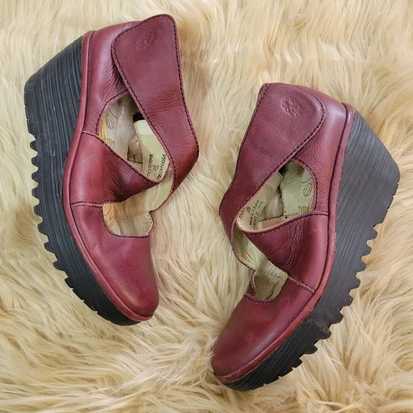 Fly London Yasi Mary Jane Shoes in Burgundy 39 - Picture 4 of 9